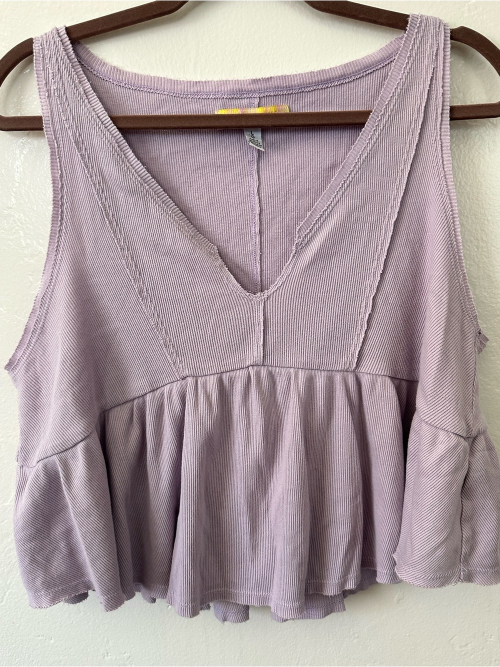 Urban Outfitters Lilac Cali Plunging Babydoll Ribbed Cami L